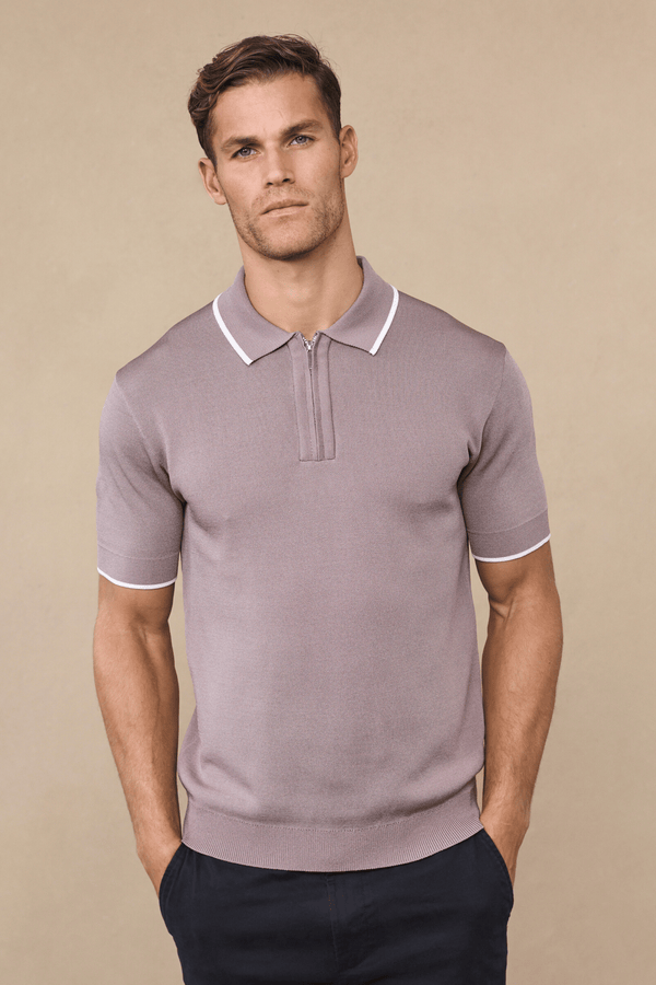 Henry Zip Polo - Taupe