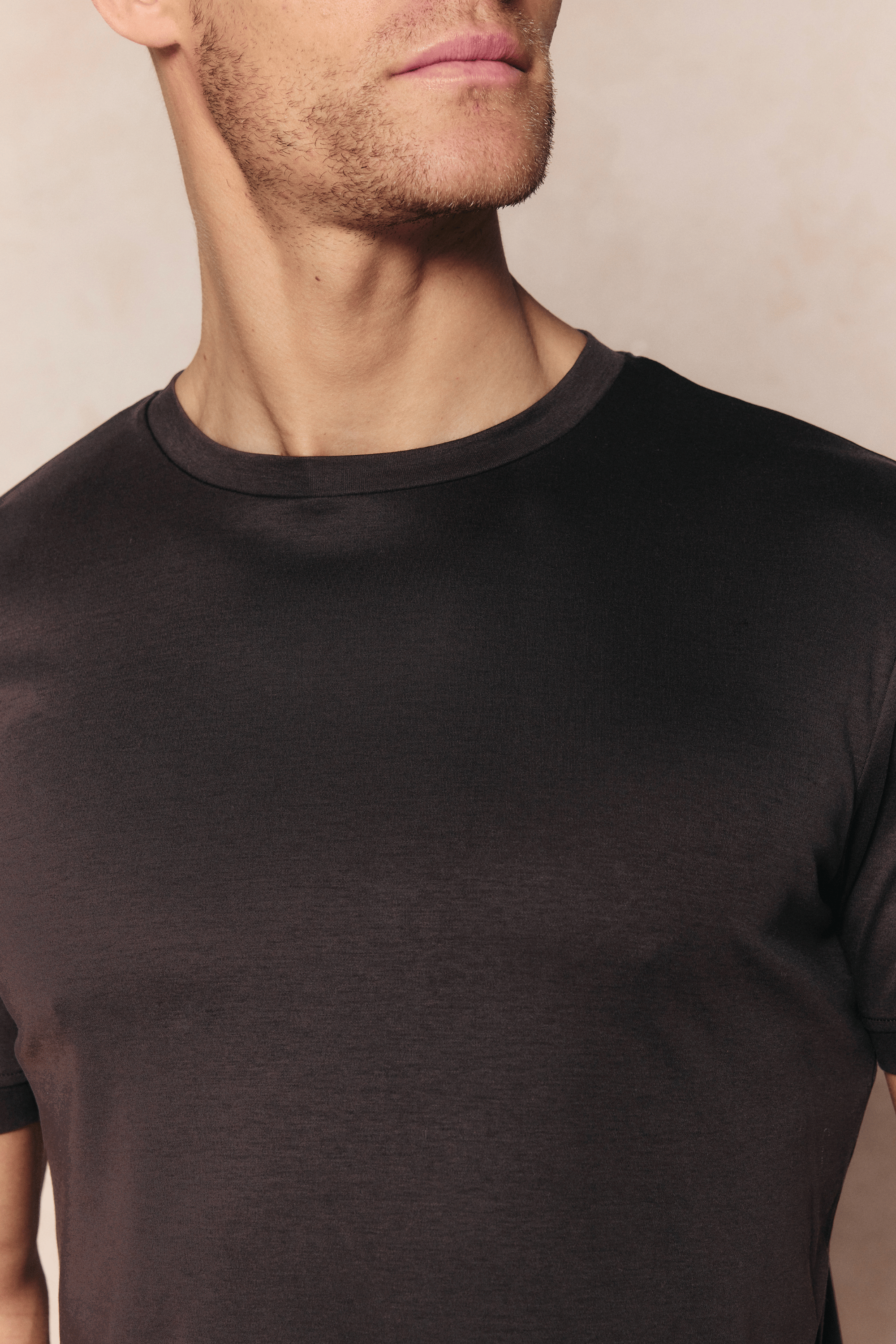 Luxe gemerceriseerd T-shirt - Bruin