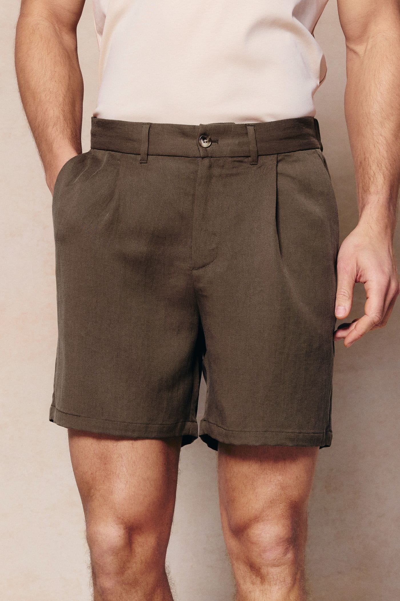 Caio Fluid Twill Short - Brown