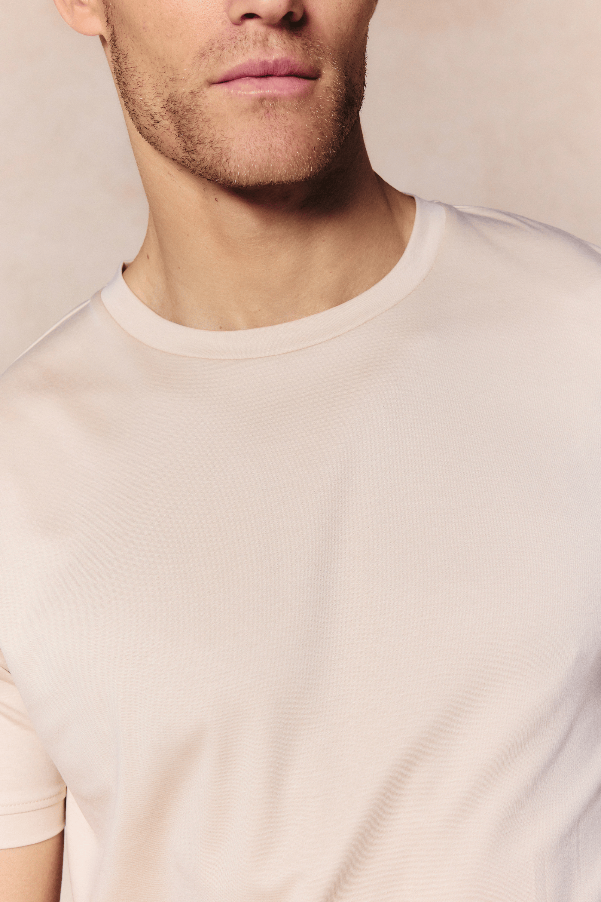 Luxe gemerceriseerd T-shirt - Beige