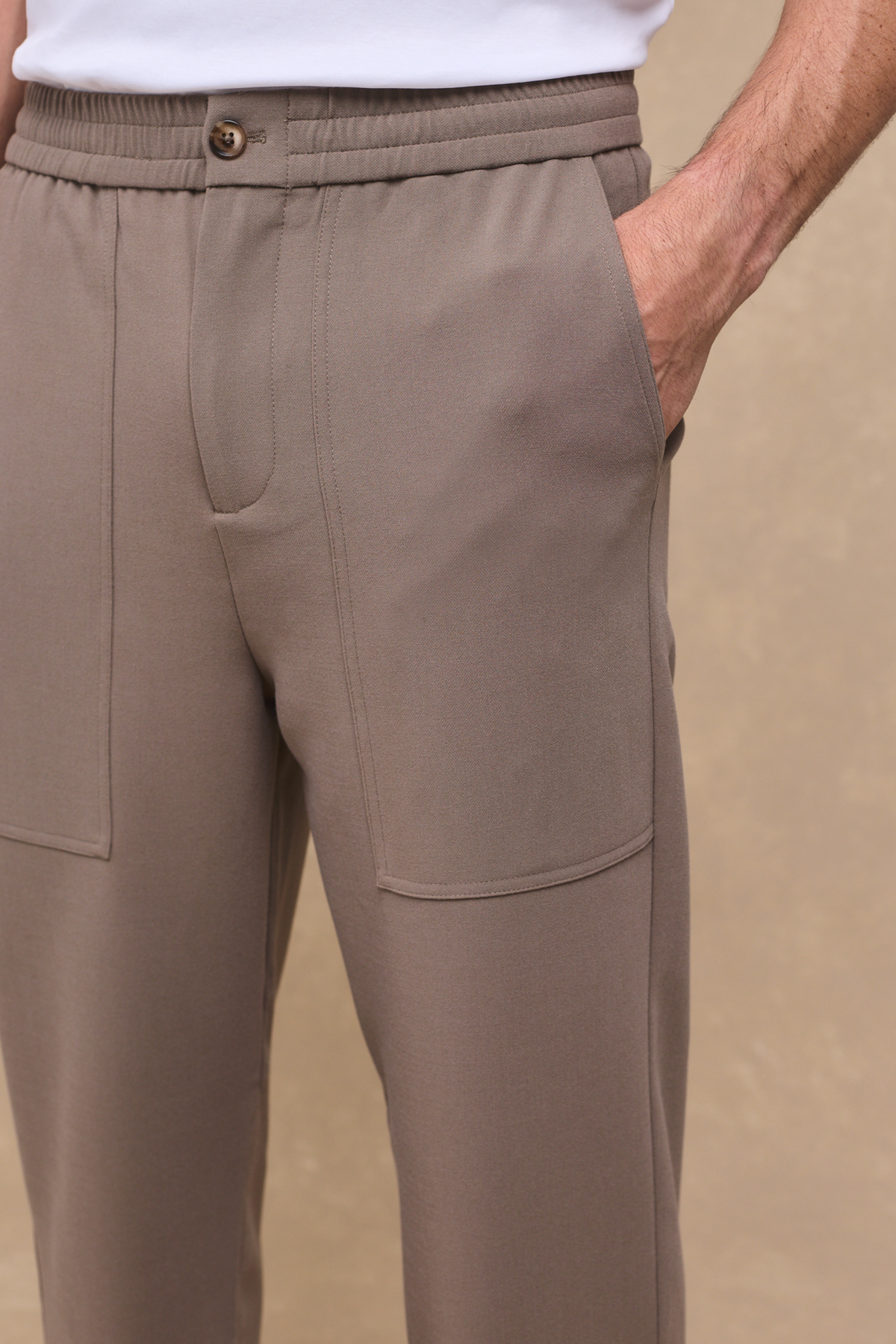Julien Relaxed Pantalon met Panelen - Olijfgroen