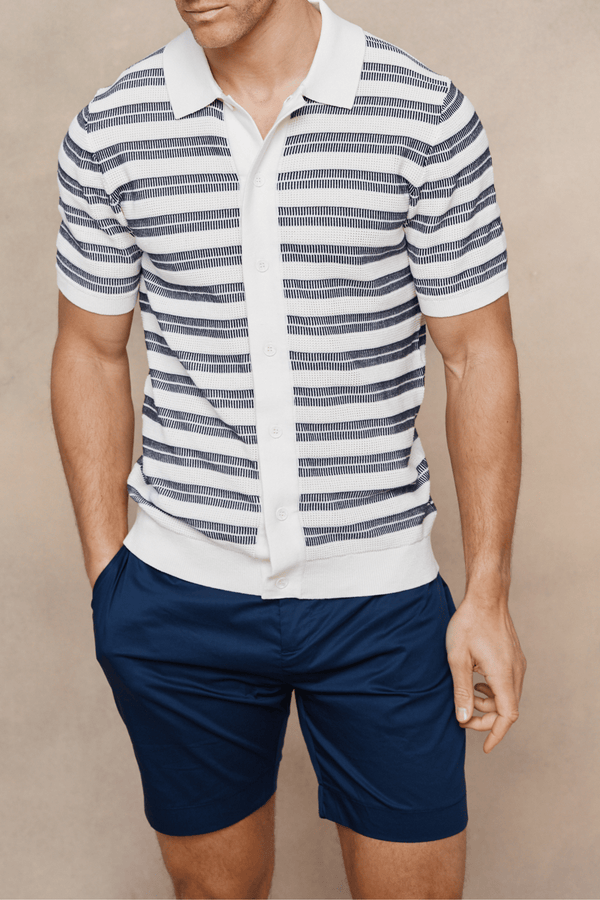 Fiori gestreept katoenen overhemd met knoopsluiting - Zwart/Ecru