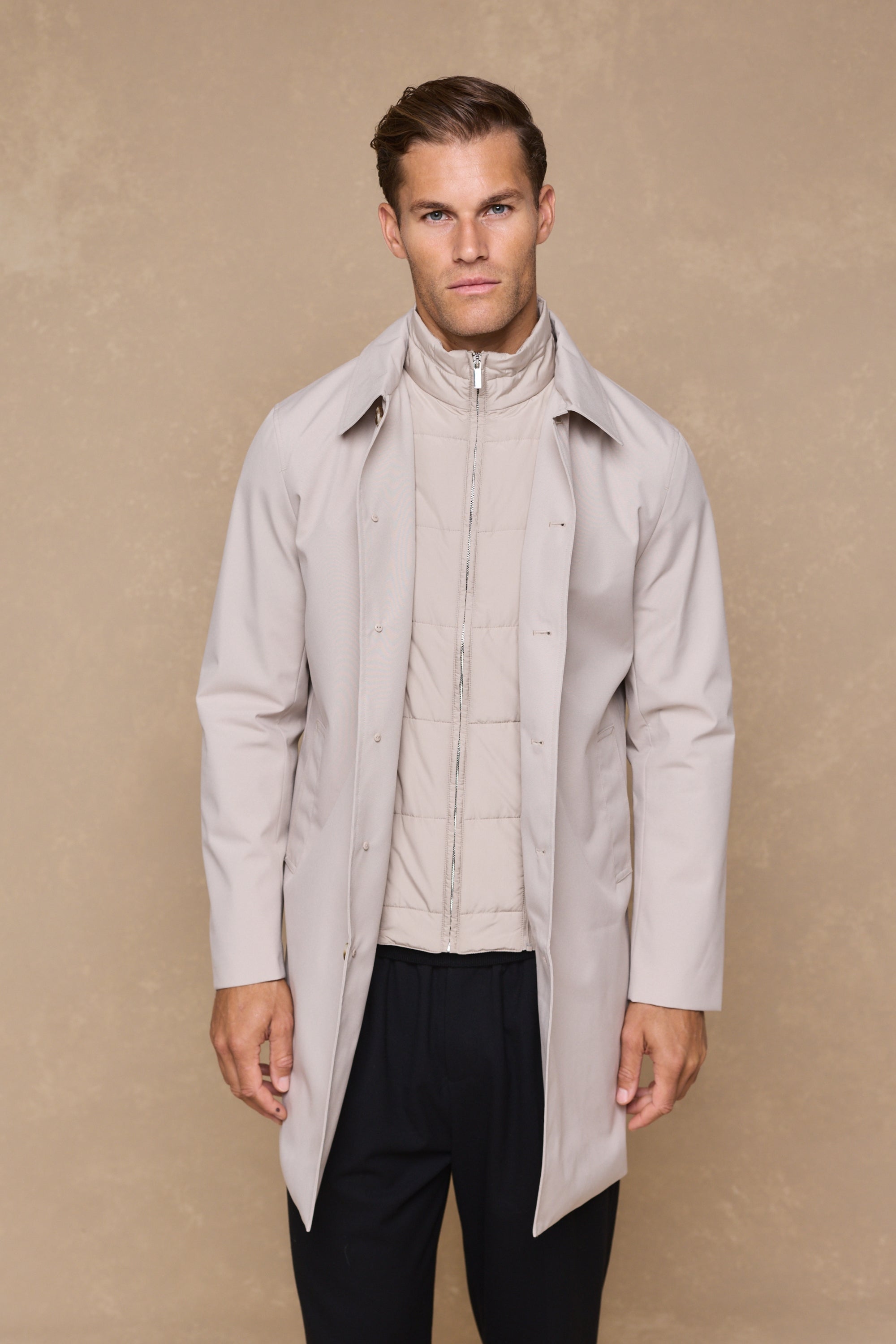 Portico trenchcoat met afneembaar inzetstuk - Steen