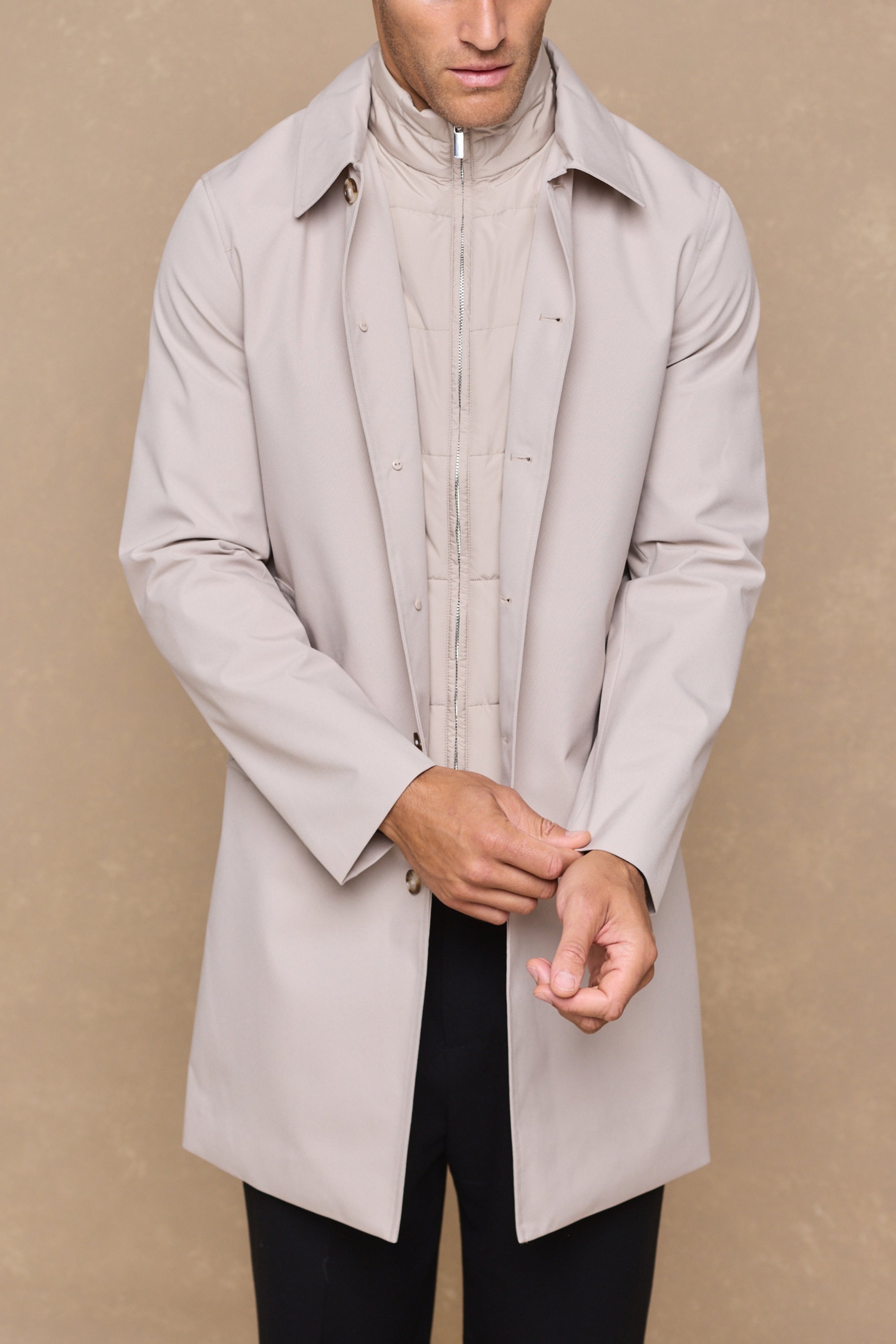 Portico trenchcoat met afneembaar inzetstuk - Steen