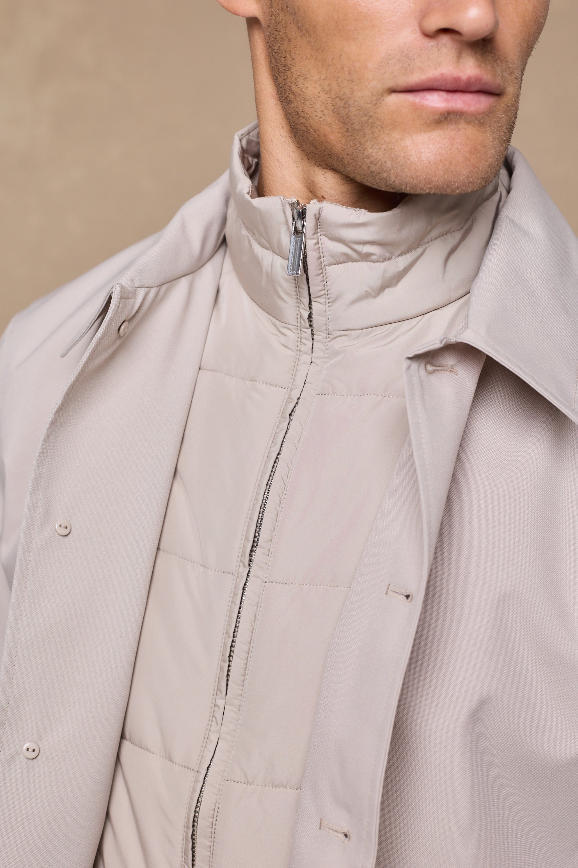 Portico trenchcoat met afneembaar inzetstuk - Steen