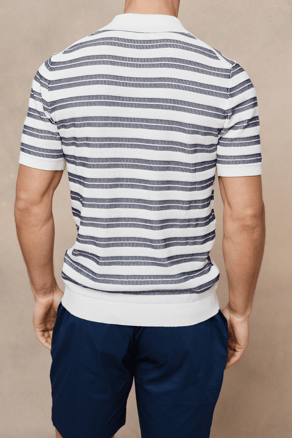 Fiori gestreept katoenen overhemd met knoopsluiting - Zwart/Ecru