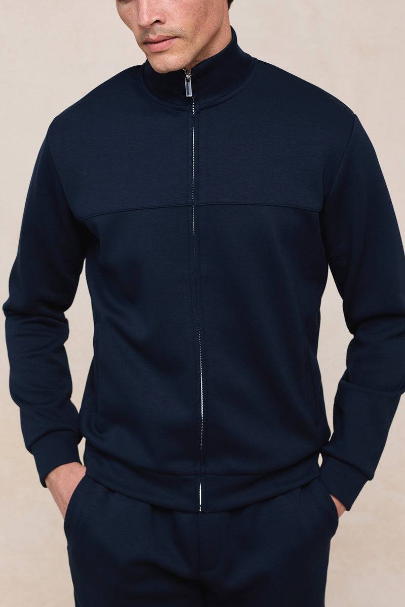 Luxe jas met ritssluiting - Marineblauw