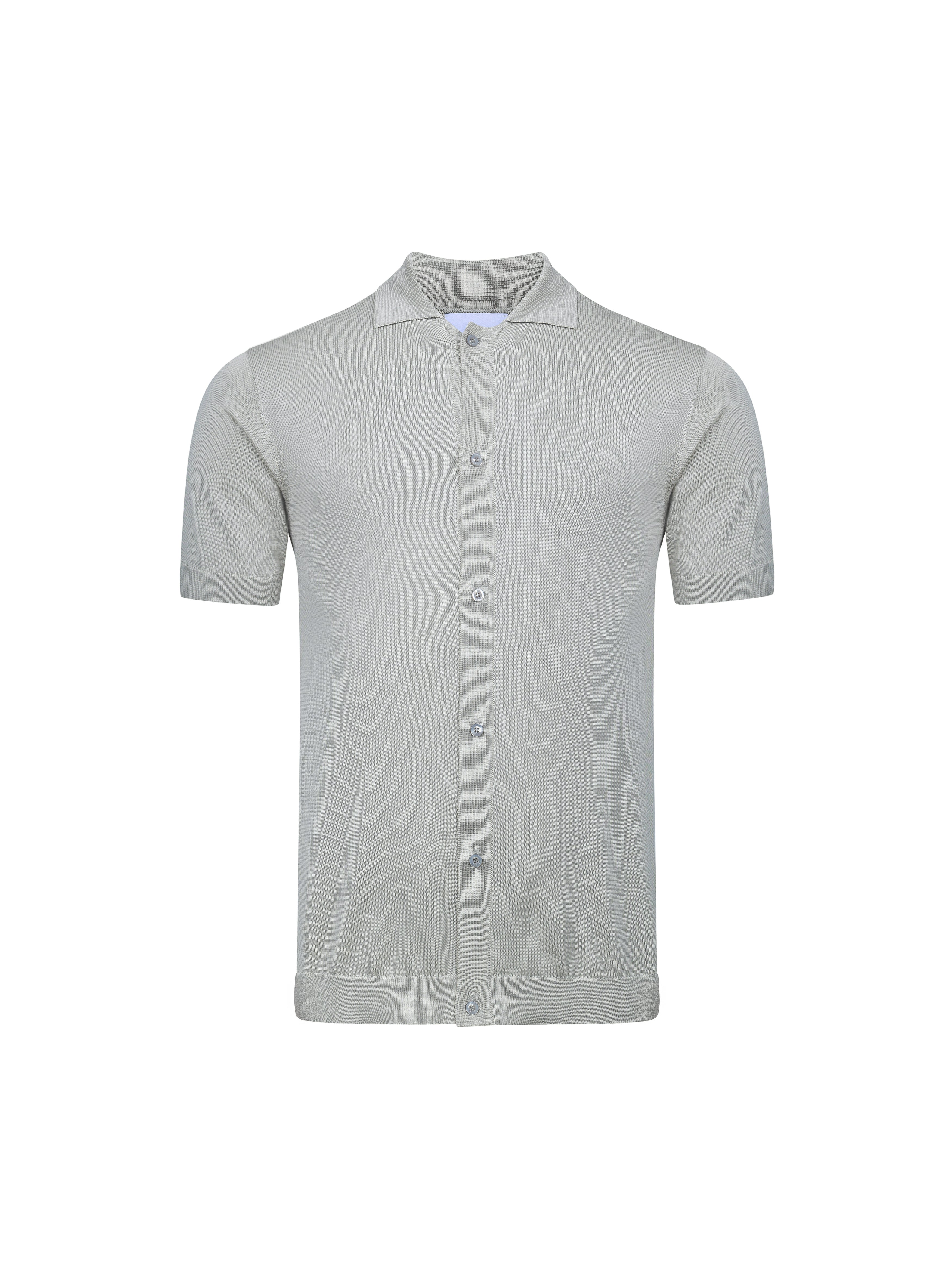Pedro gebreide blouse met korte mouwen en knoopsluiting - Crème