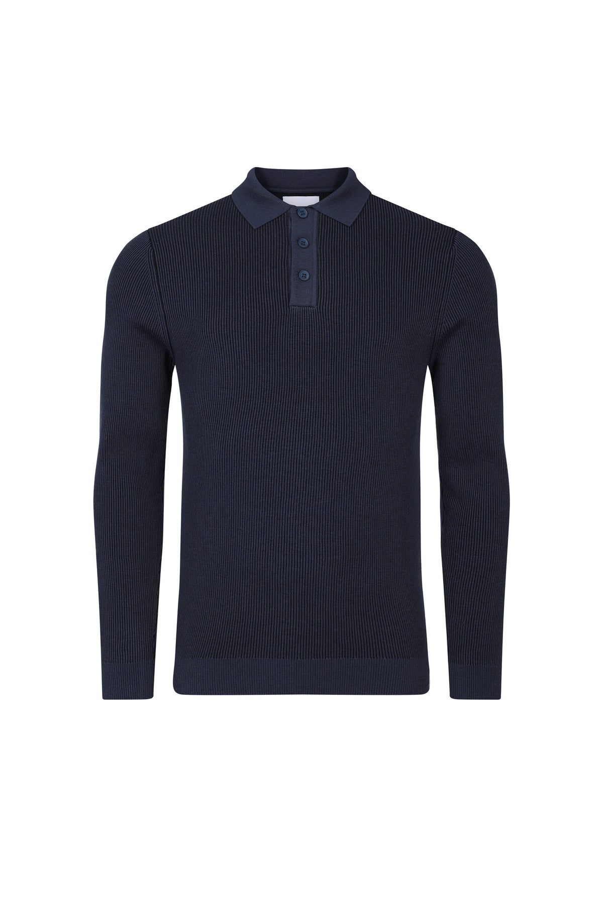 Angus geribbelde polo - marineblauw
