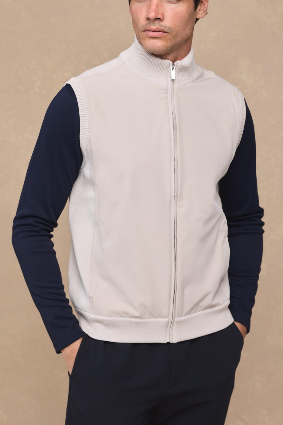 Davi Hybrid gebreid vest - Steen