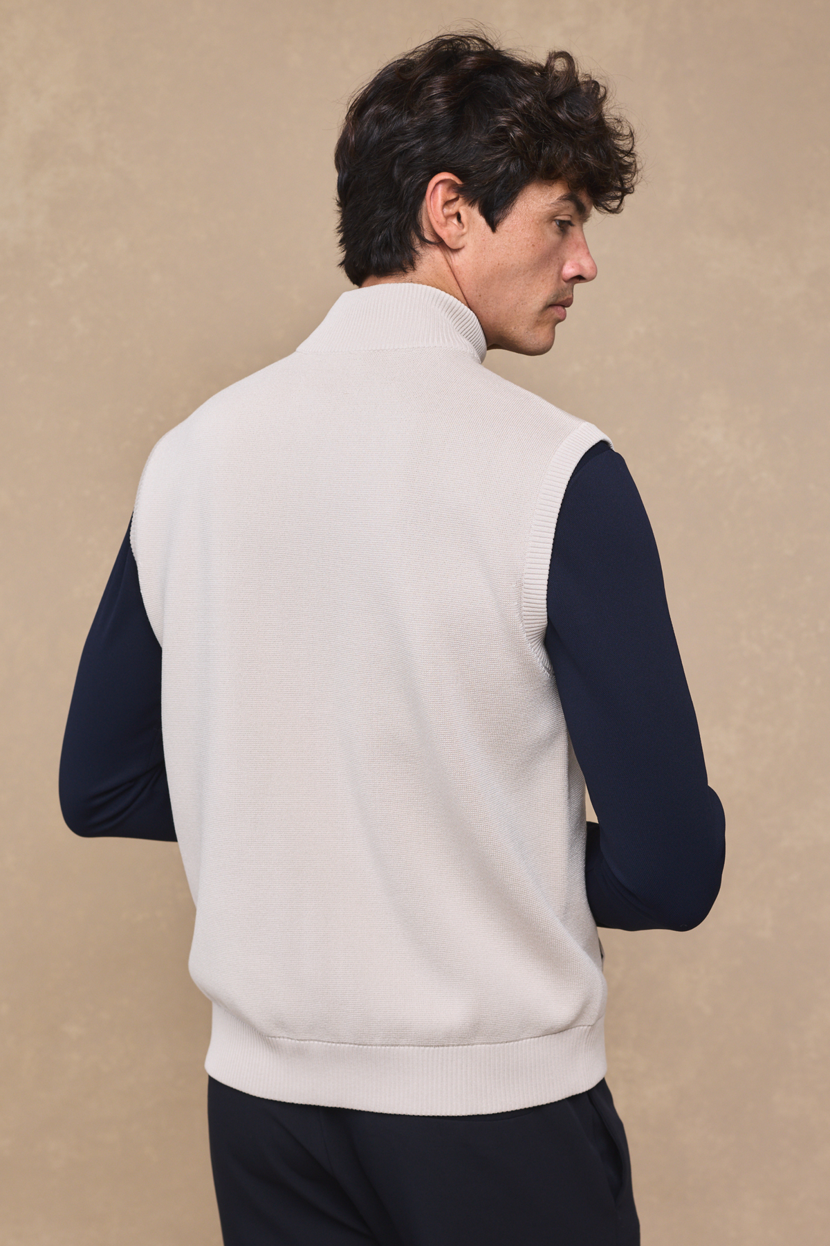 Davi Hybrid gebreid vest - Steen
