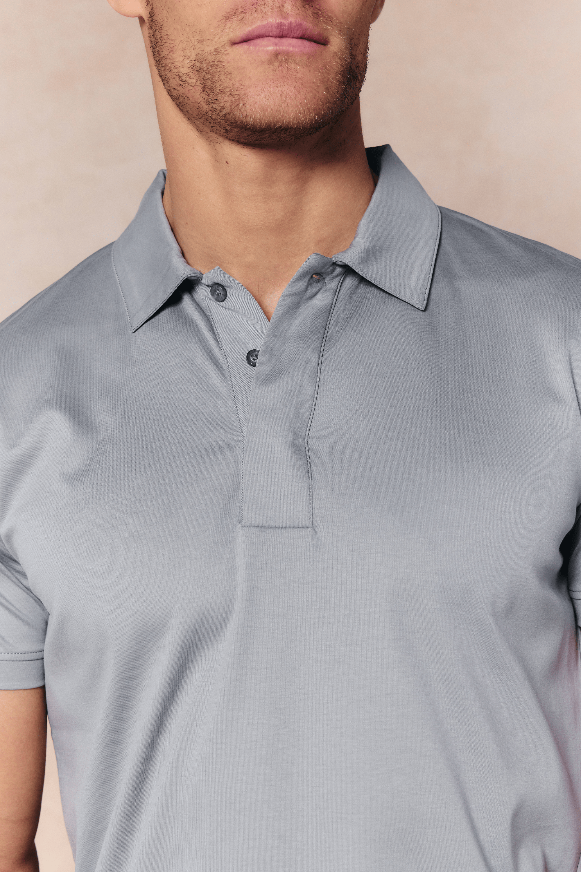 Santi gemerceriseerd poloshirt - Licht tinblauw