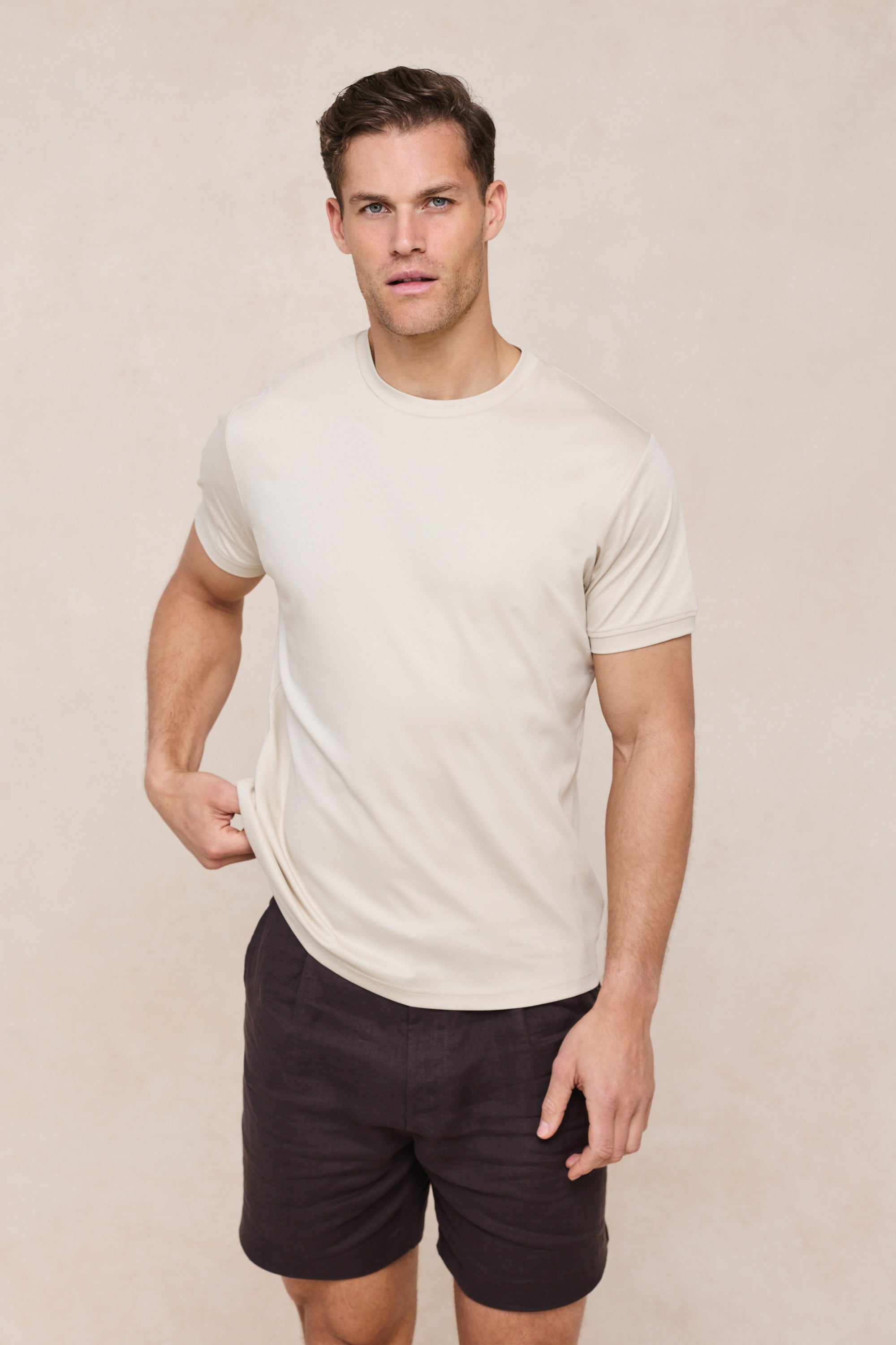 Luxe Mercerised T-Shirt - Beige
