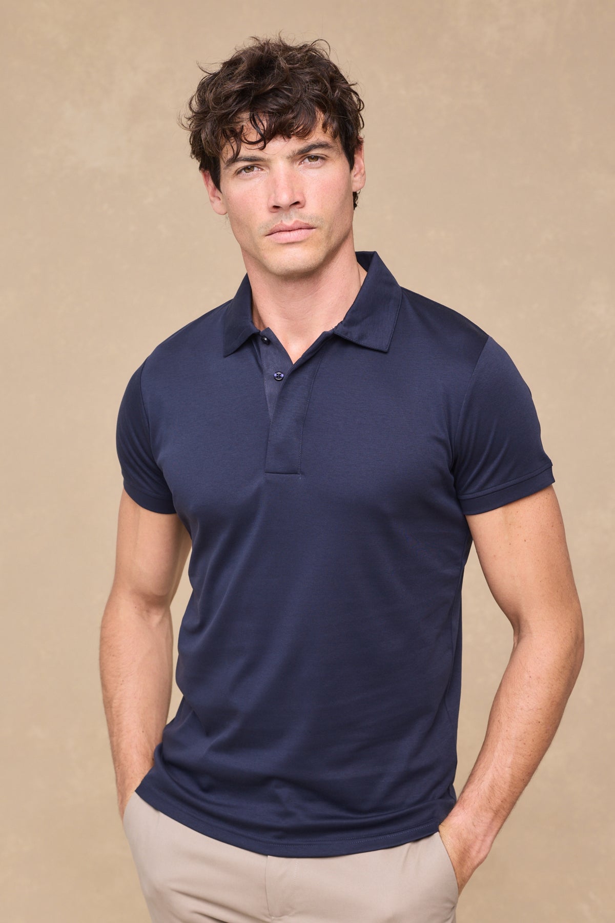 Santi Mercerised Polo Shirt - Navy