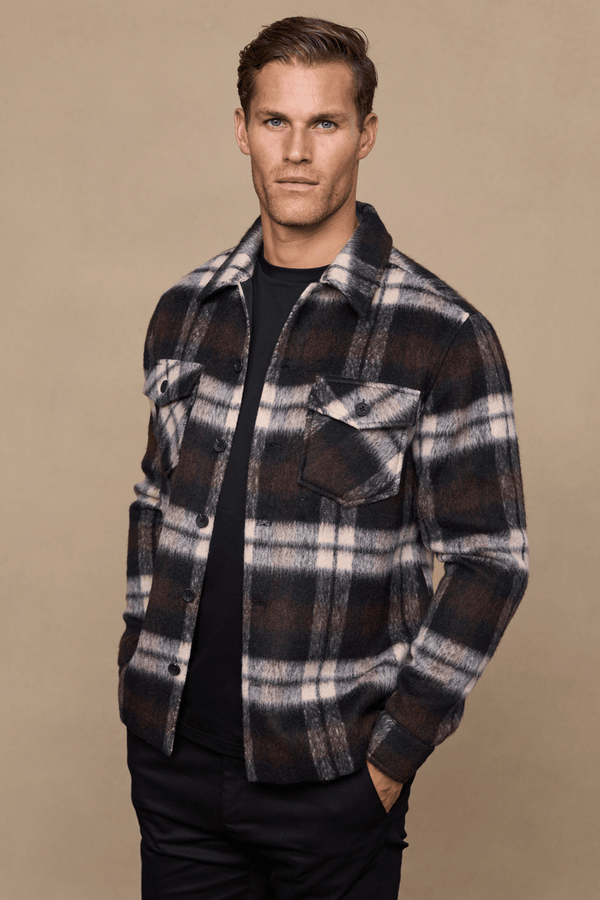 Caldera geruite jas van geborstelde wol - Bruin/beige