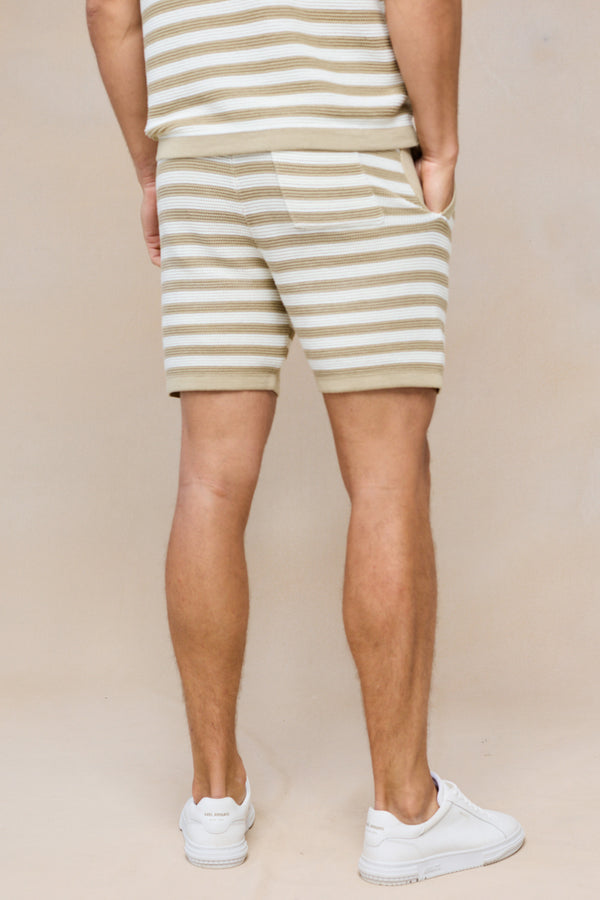Lattolo gestreepte gebreide short - ecru/beige