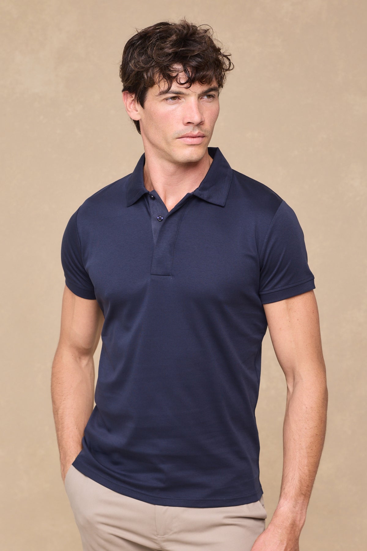 Santi Mercerised Polo Shirt - Navy