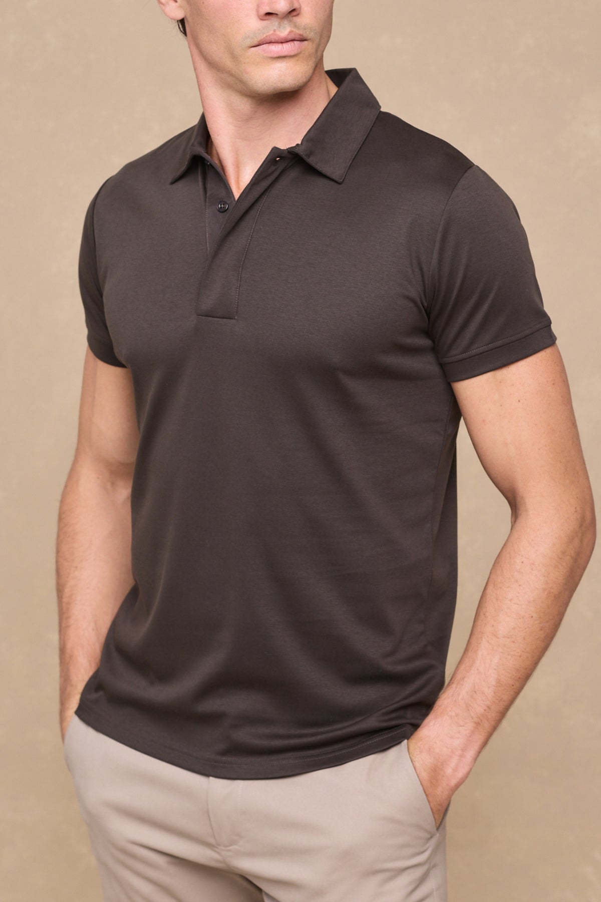 Santi gemerceriseerd poloshirt - bruin