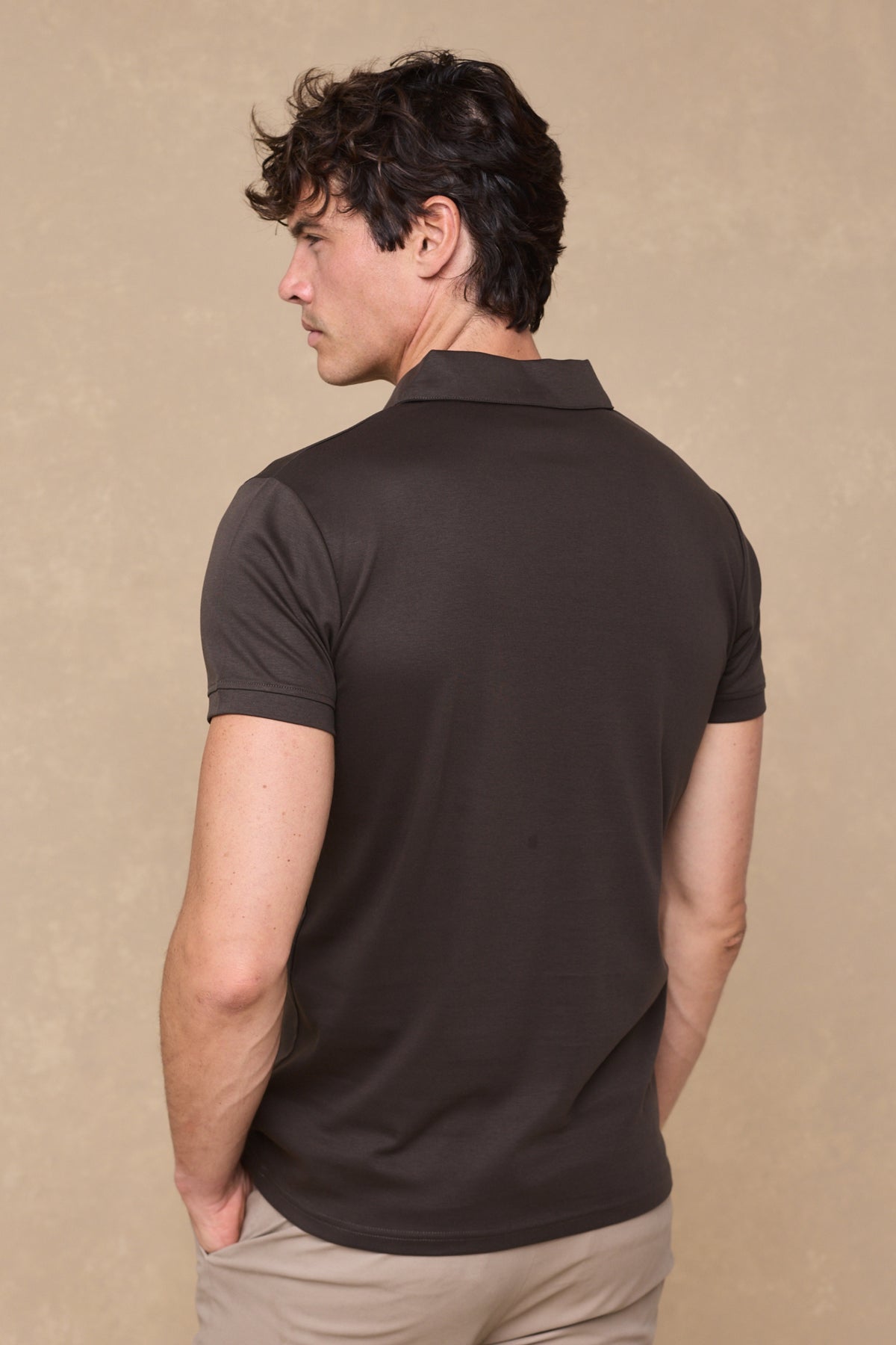 Santi gemerceriseerd poloshirt - bruin