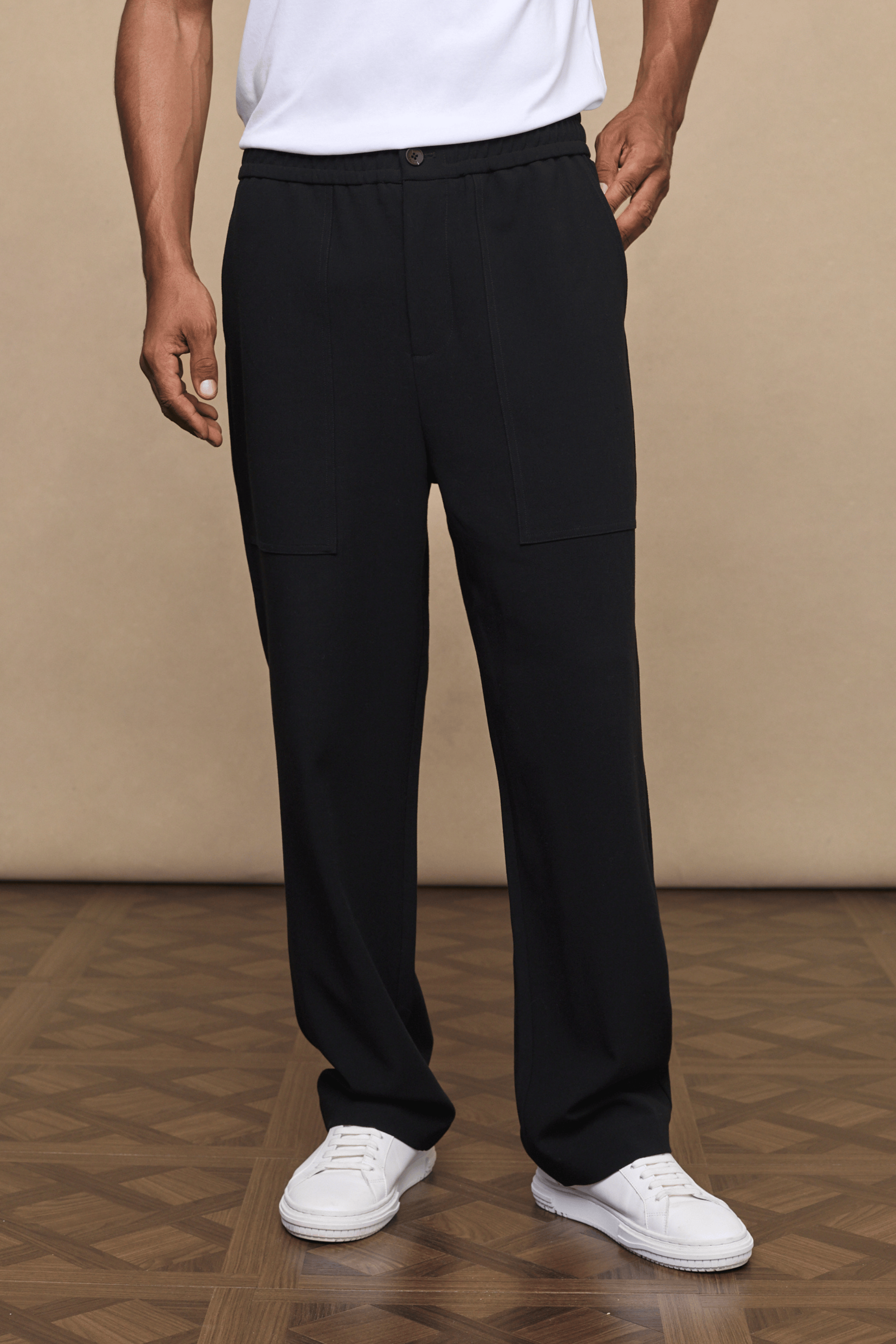 Julien Relaxed Pantalon met Panelen - Zwart