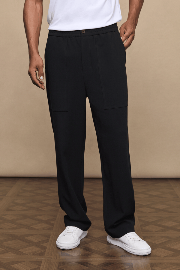 Julien Relaxed Pantalon met Panelen - Zwart