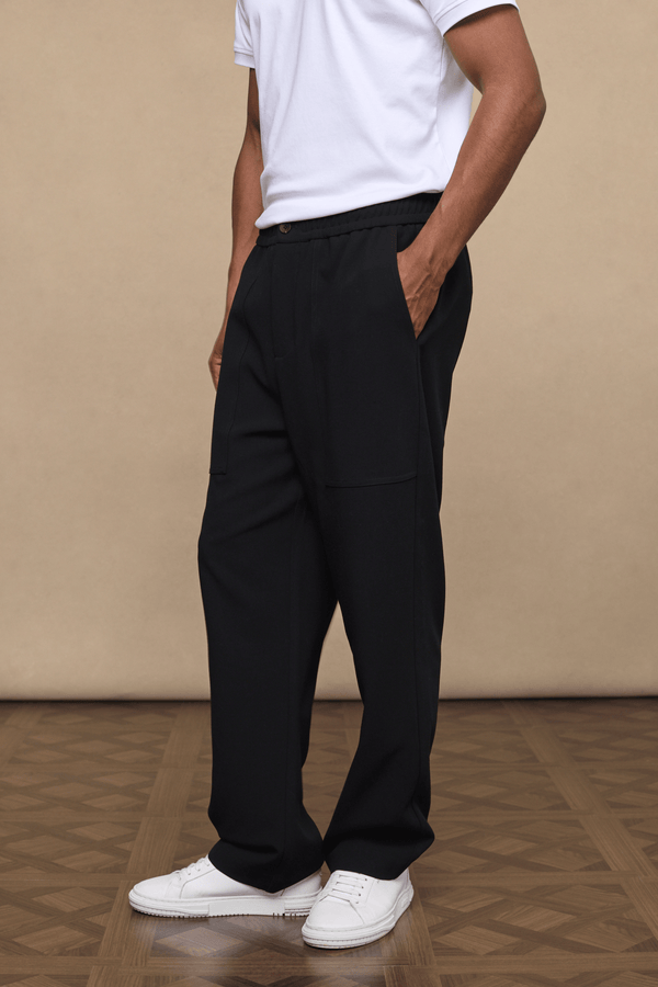 Julien Relaxed Pantalon met Panelen - Zwart