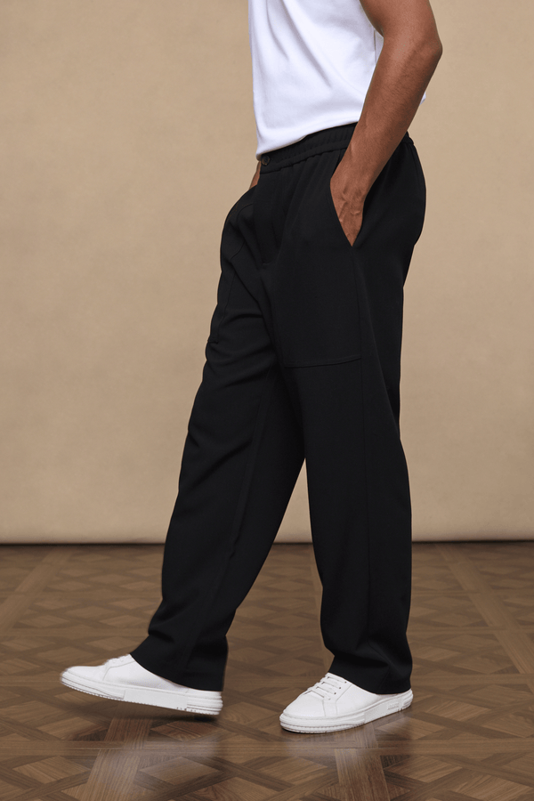 Julien Relaxed Pantalon met Panelen - Zwart