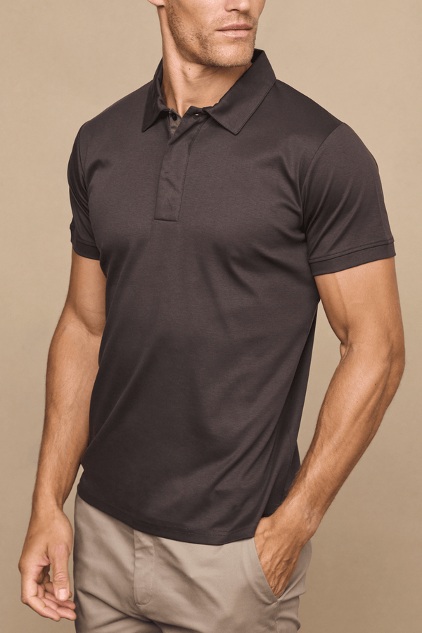 Santi gemerceriseerd poloshirt - bruin