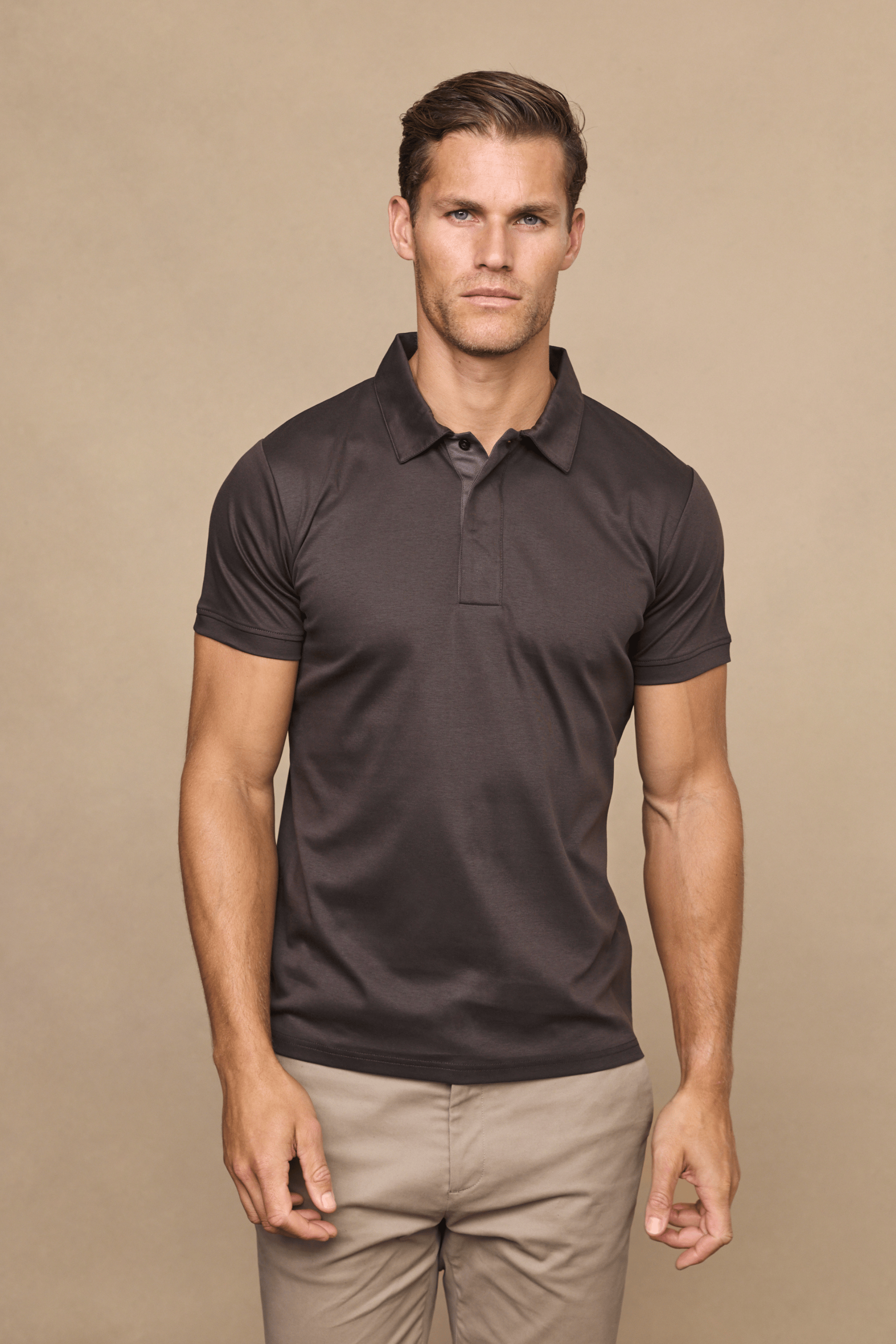 Santi gemerceriseerd poloshirt - bruin