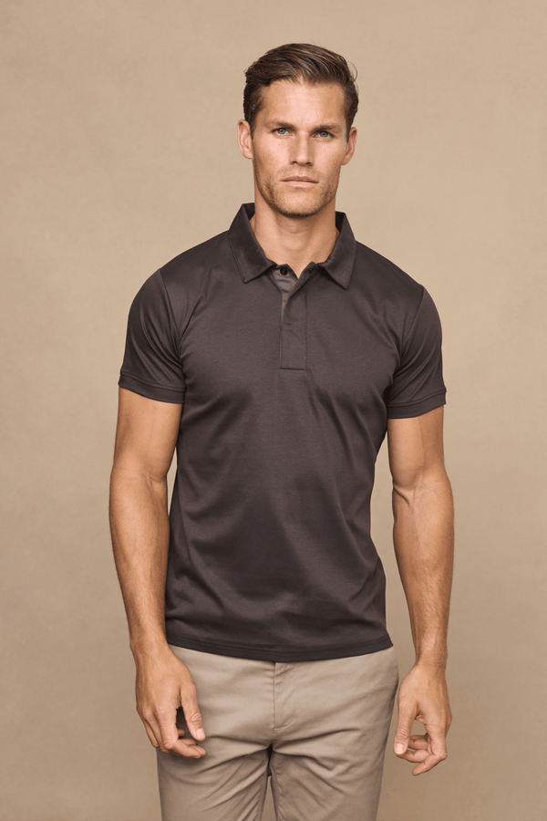 Santi gemerceriseerd poloshirt - bruin