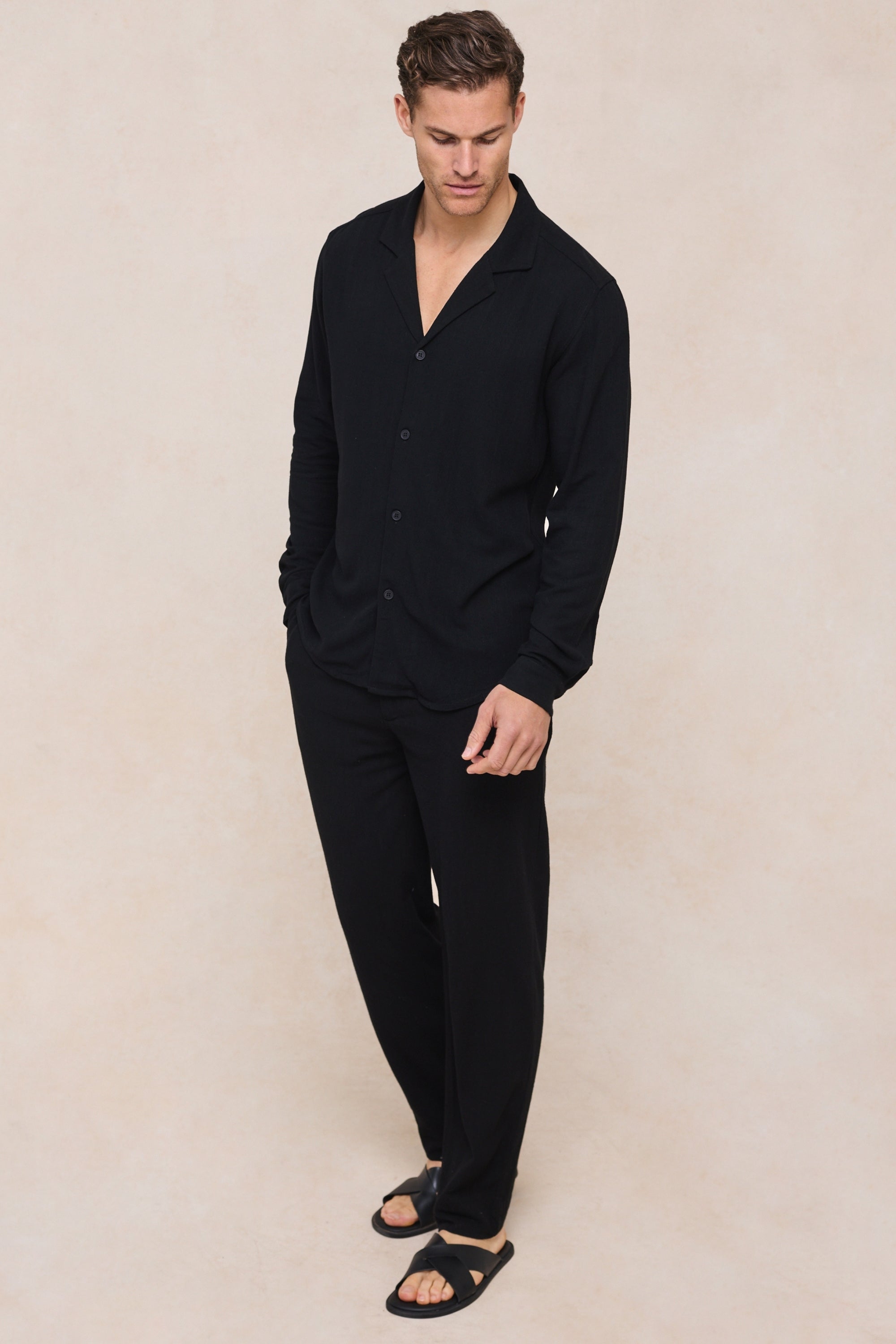 Cami Linen Straight Leg Trouser - Black