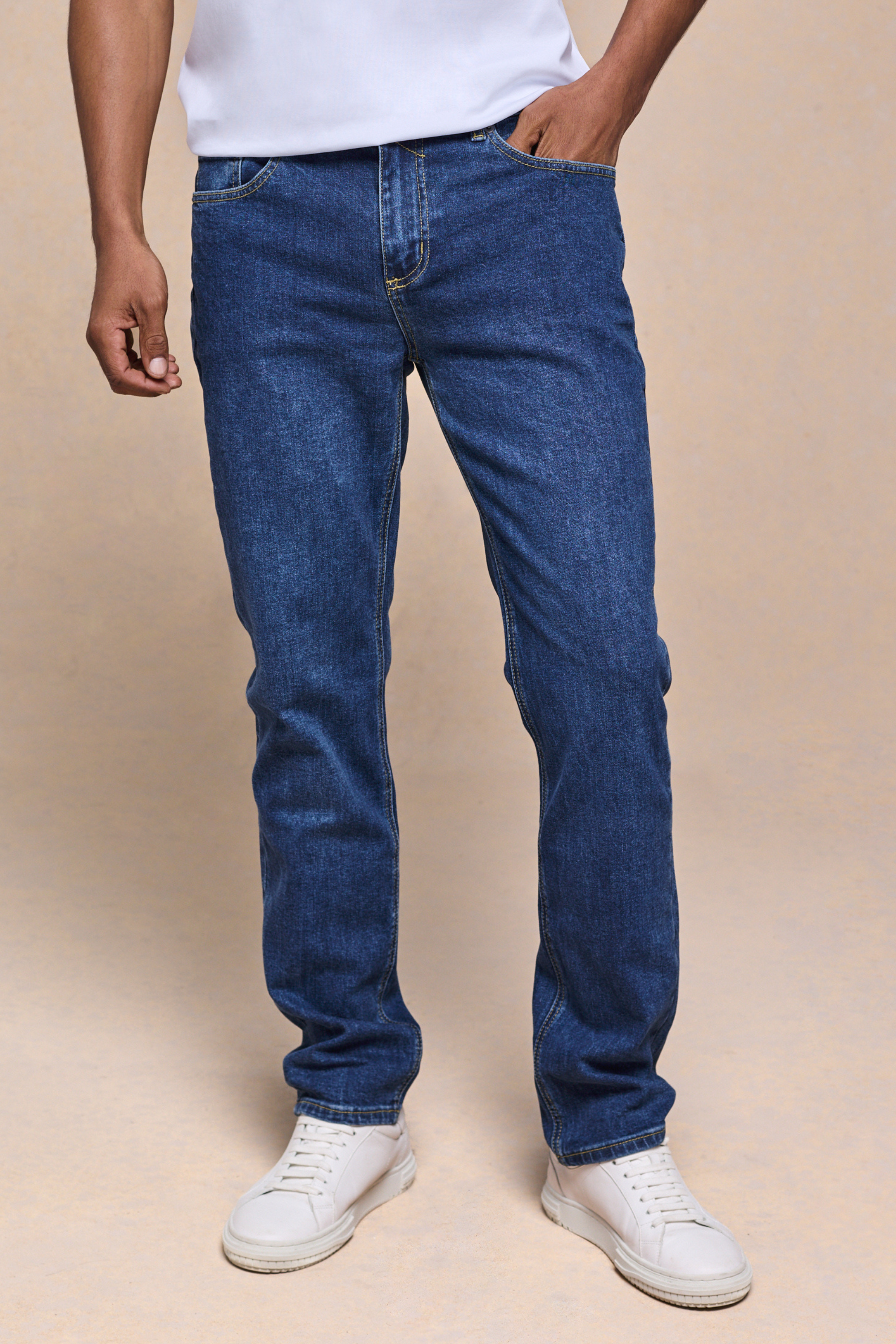 Marco Washed Jeans - Middelblauwe Indigo