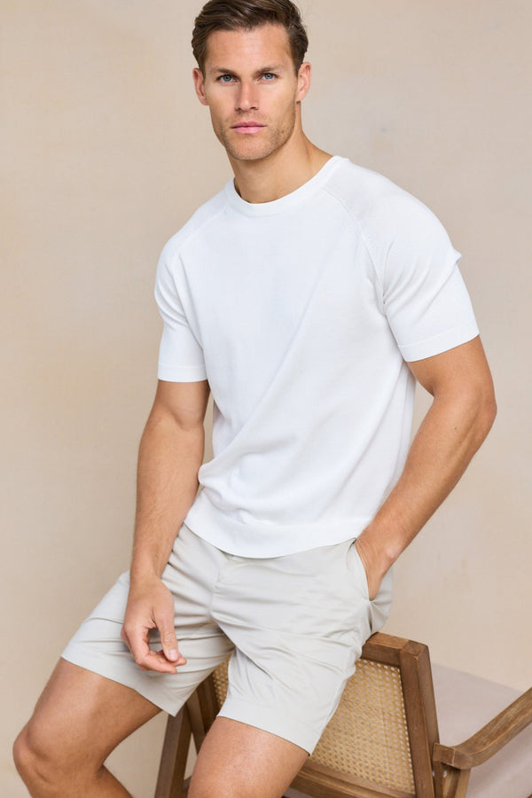 Riera gebreid T-shirt met ronde hals - Ecru