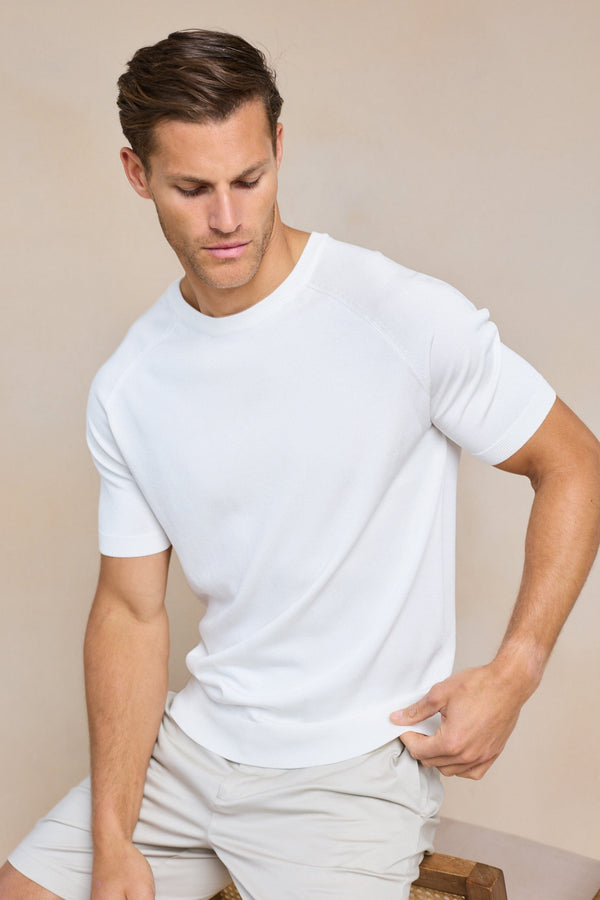 Riera gebreid T-shirt met ronde hals - Ecru