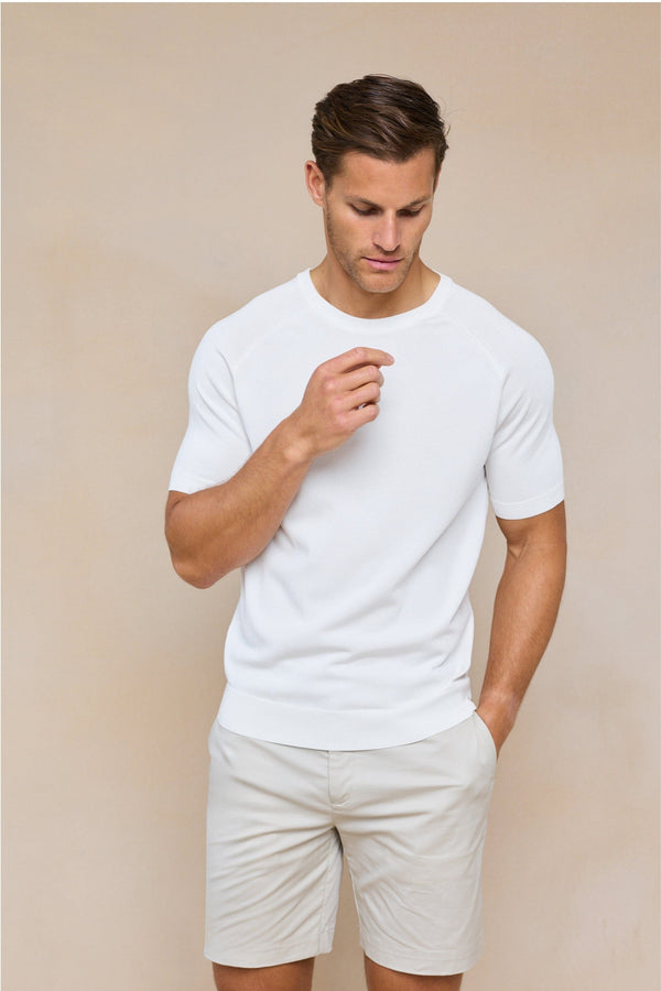 Riera gebreid T-shirt met ronde hals - Ecru