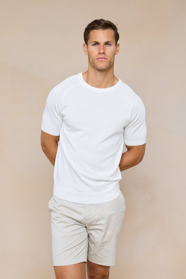 Riera gebreid T-shirt met ronde hals - Ecru