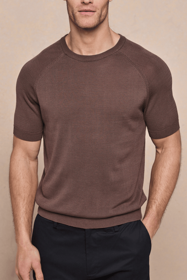 Riera Knit Crew Neck T-Shirt - Brown