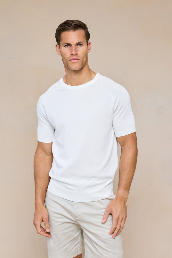 Riera gebreid T-shirt met ronde hals - Ecru