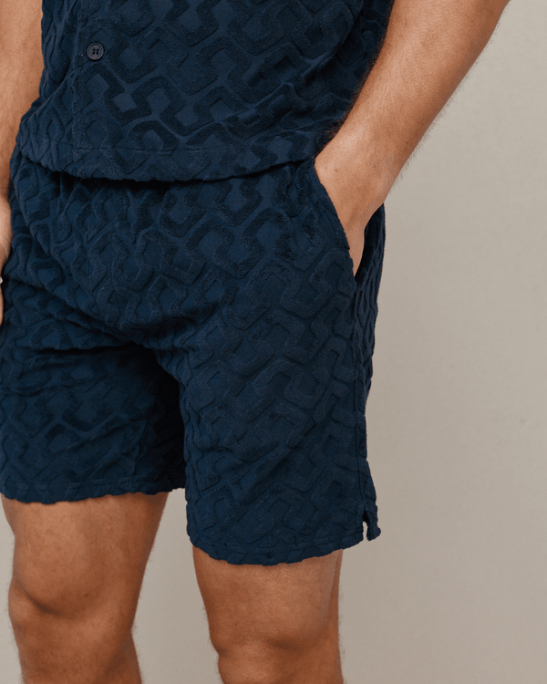 Fontana korte broek met fluweelachtige afwerking - marineblauw