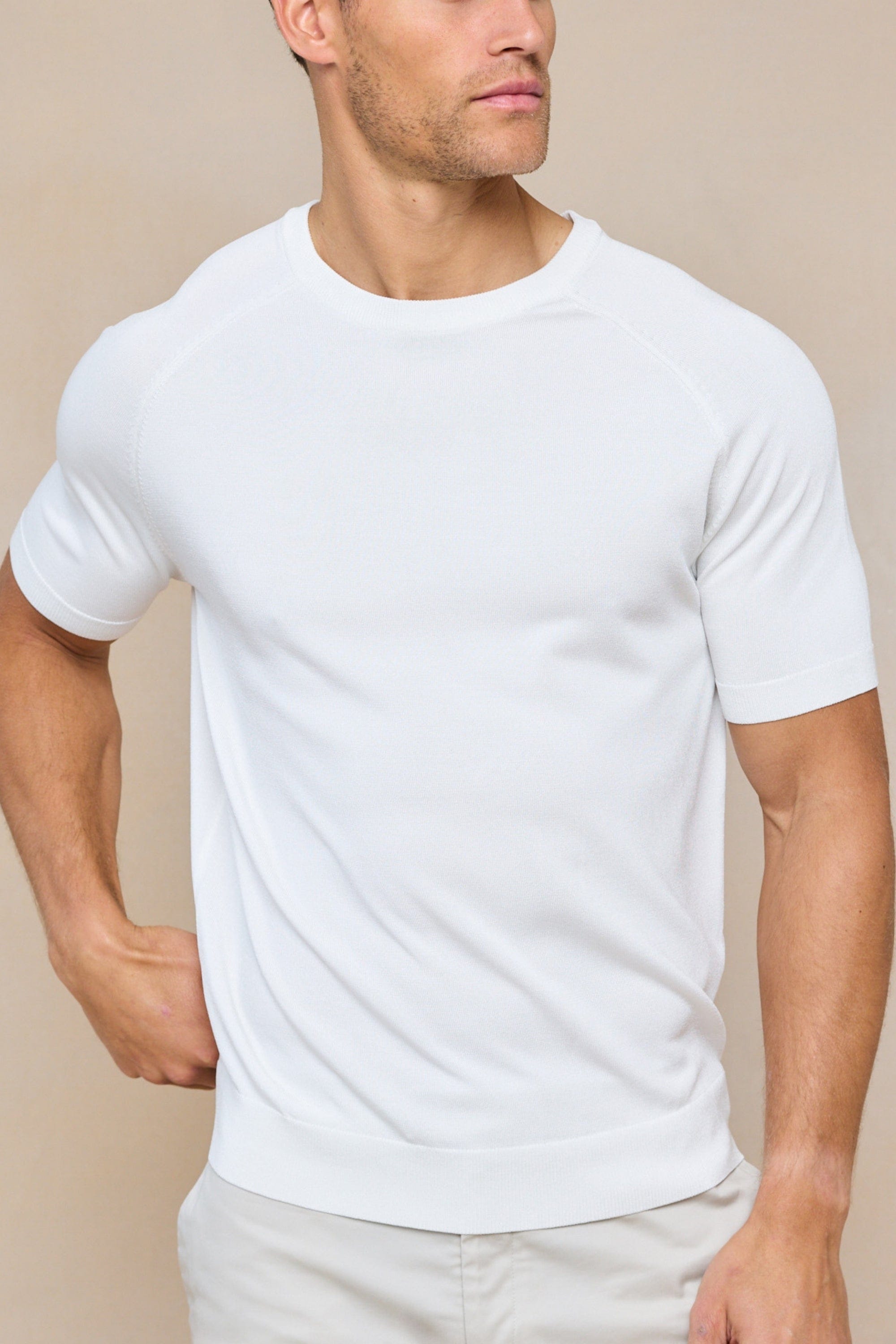 Riera Knit Crew Neck T-Shirt - Ecru