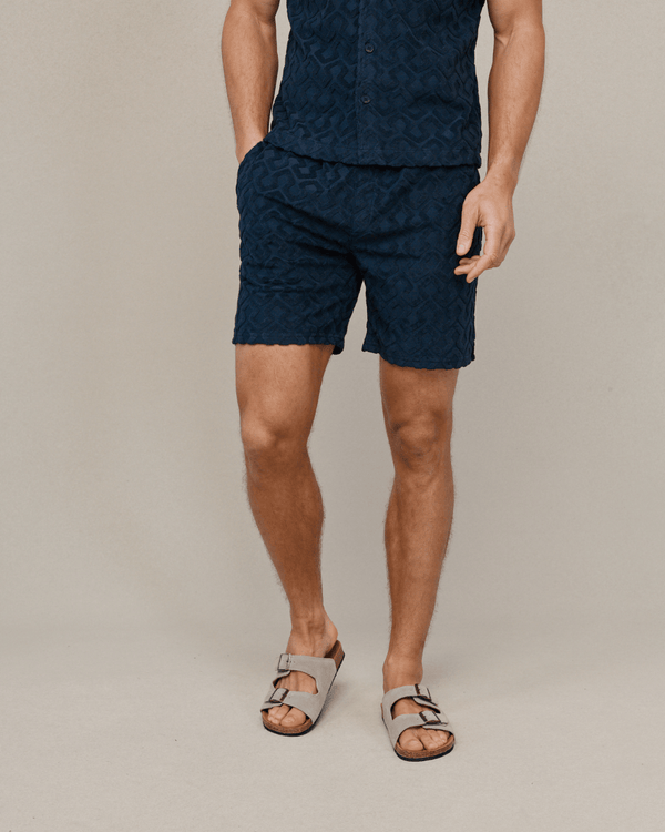 Fontana korte broek met fluweelachtige afwerking - marineblauw