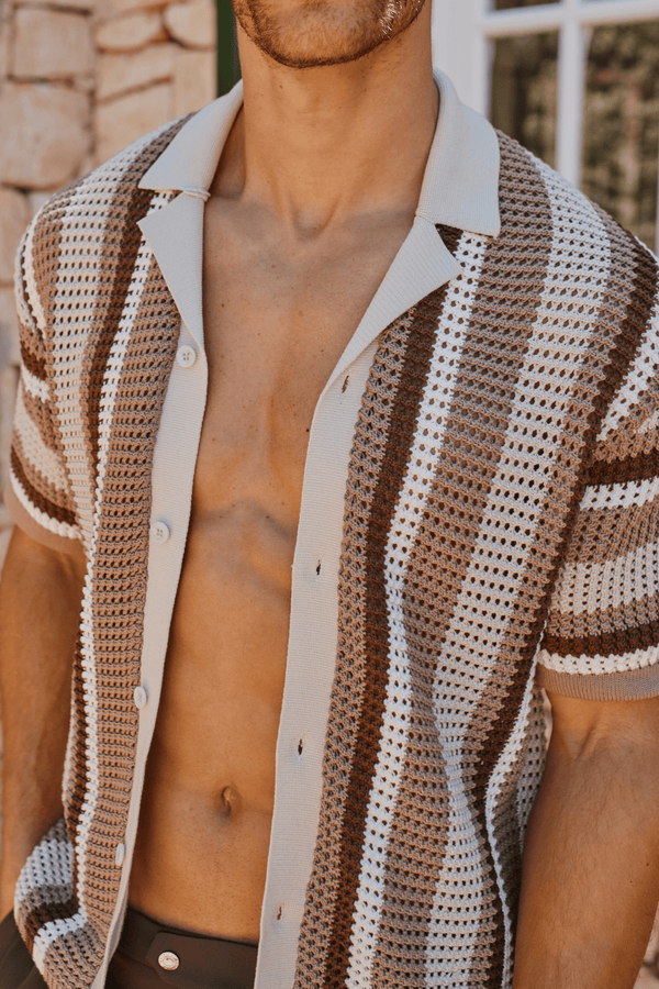 Dell'Amore gehaakt gebreid shirt - bruin