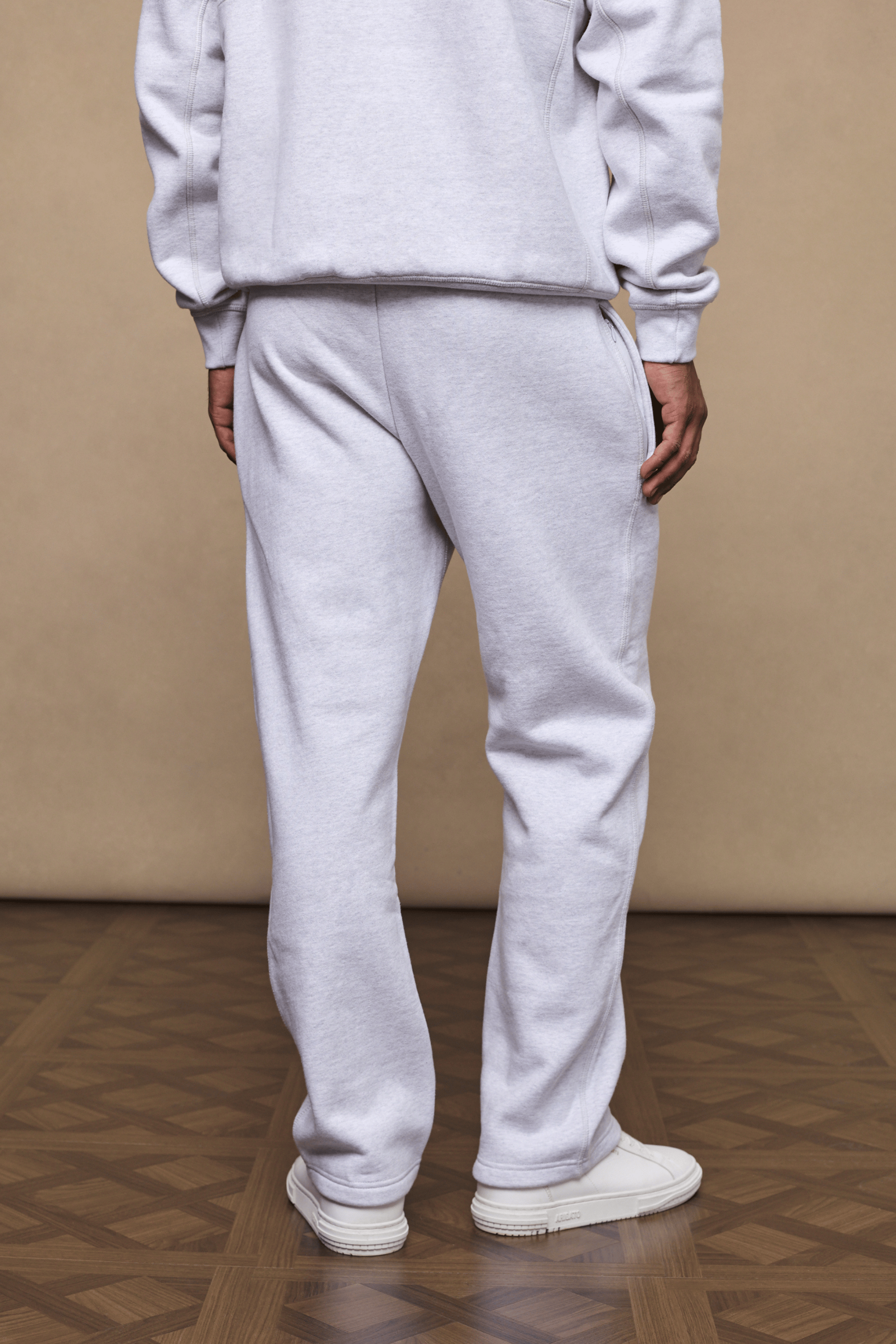 Men’s heavyweight cotton blend joggers in grey with straight leg fit by Raith