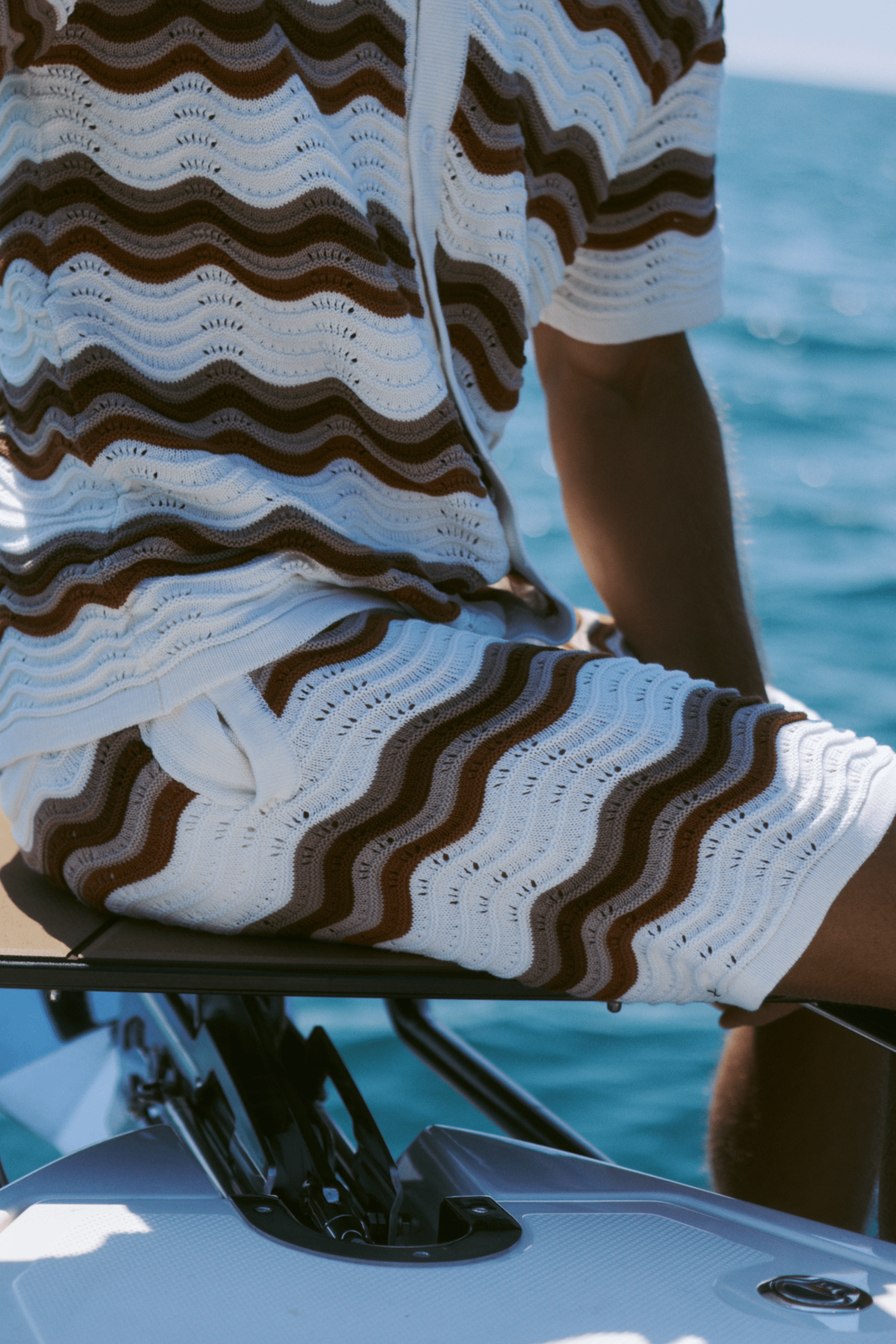 Primavera gehaakt gebreid kort model - Ecru/Bruin