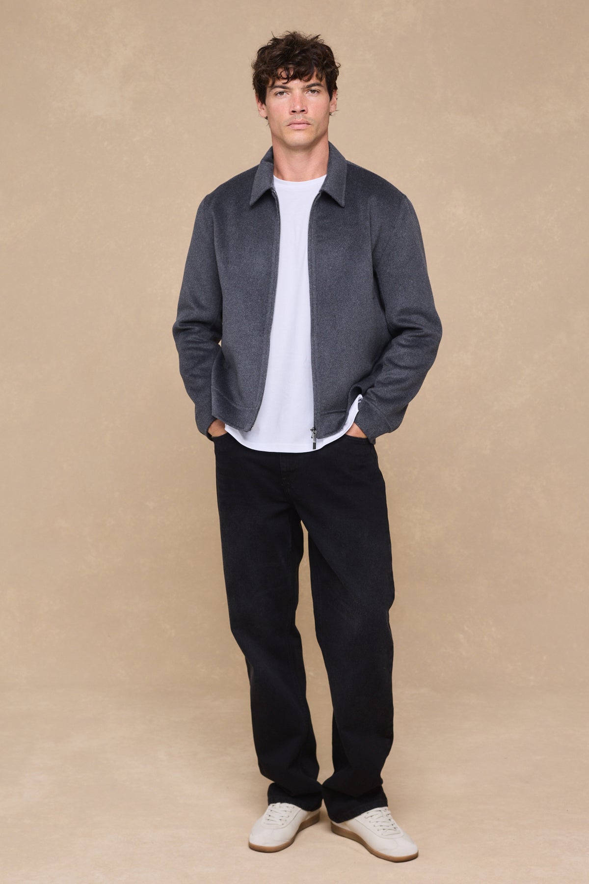 Finn Splittable Seam Zip Through Jacket - Grey Marl