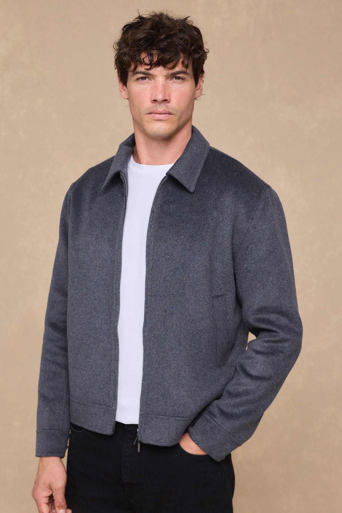 Finn Splittable Seam Zip Through Jacket - Grey Marl