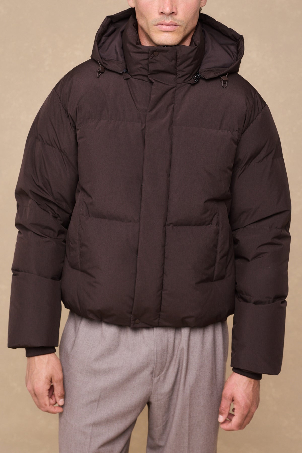 Nico Puffer Coat - Dark Brown Marl
