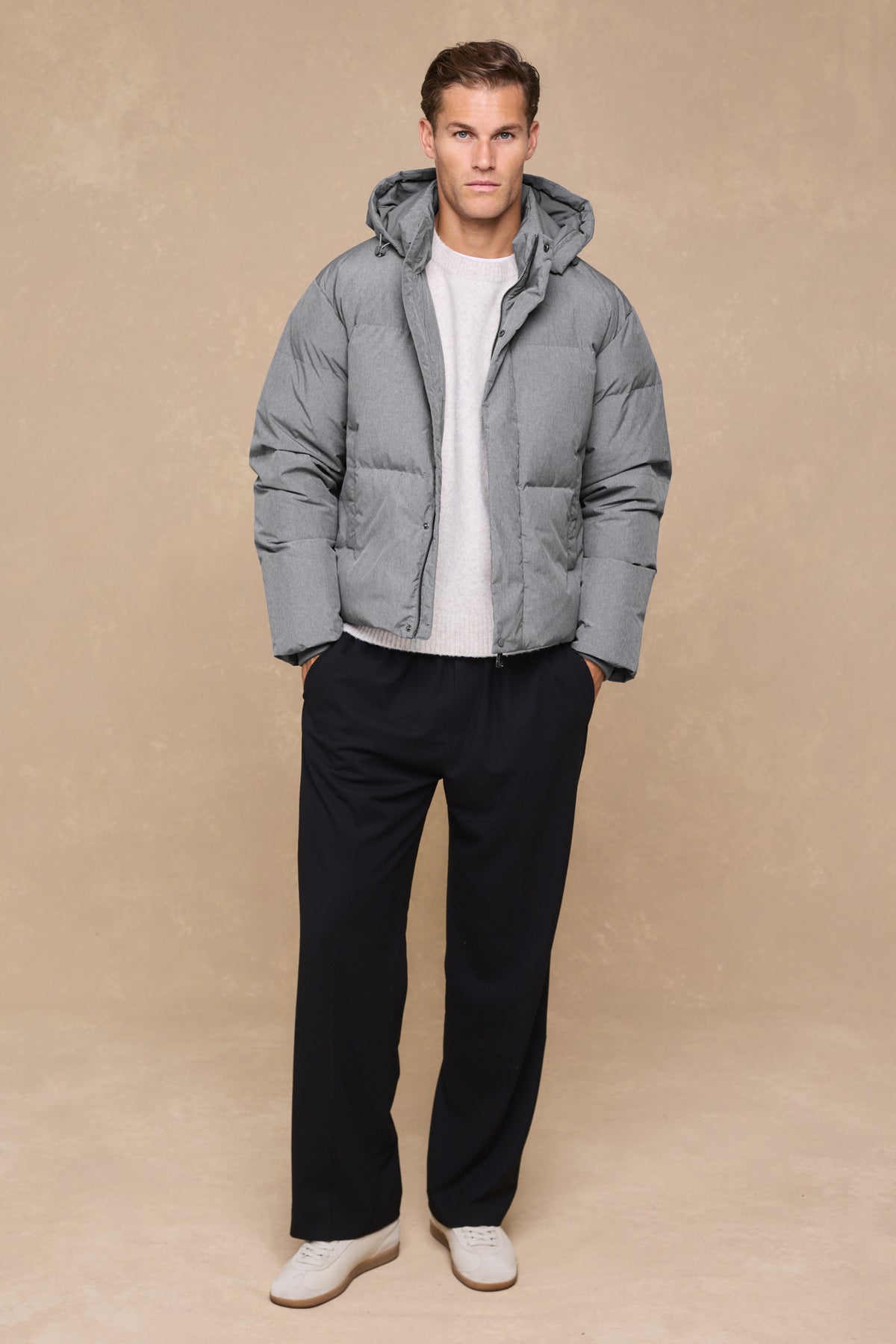 Nico Puffer Coat - Grey Marl