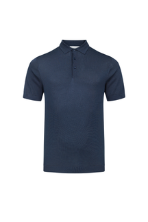 Pablo gebreide polo met korte mouwen en halve sluiting - marineblauw