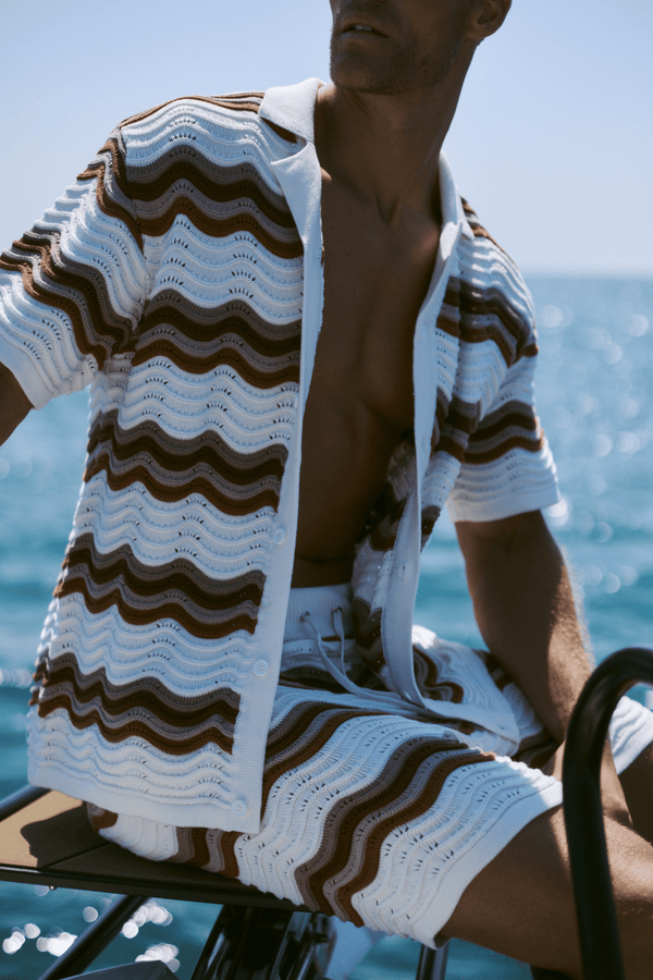 Primavera gehaakt gebreid kort model - Ecru/Bruin